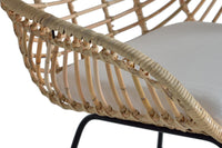 Set di 2 sedie in rattan naturale e metallo, cuscino incluso