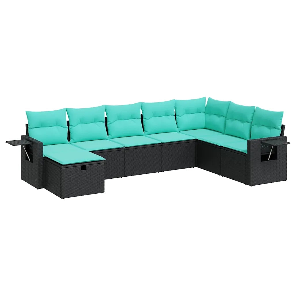 Set Divani da Giardino con Cuscini 8 pz Nero in Polyrattan 3325533