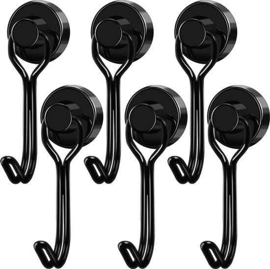 Fermo Tovagliolo - Fermo Pannelli - Ferri - Con Ferri - 24 Kg Ferri Magnetici - Magnetici Forti - Per Tavolo da Cucina Pannello Magnetico Soffitto - Per Frigoriferi da Cucina - Ferro Magnetico Rotativo 360 Gradi - 6 Pezzi - Nero