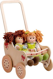 Carrozza in Legno per Bambola - Adatto per Bamboline fino a 35 cm - Giochi di Ruolo per Bambini di 2 3 4 Anni