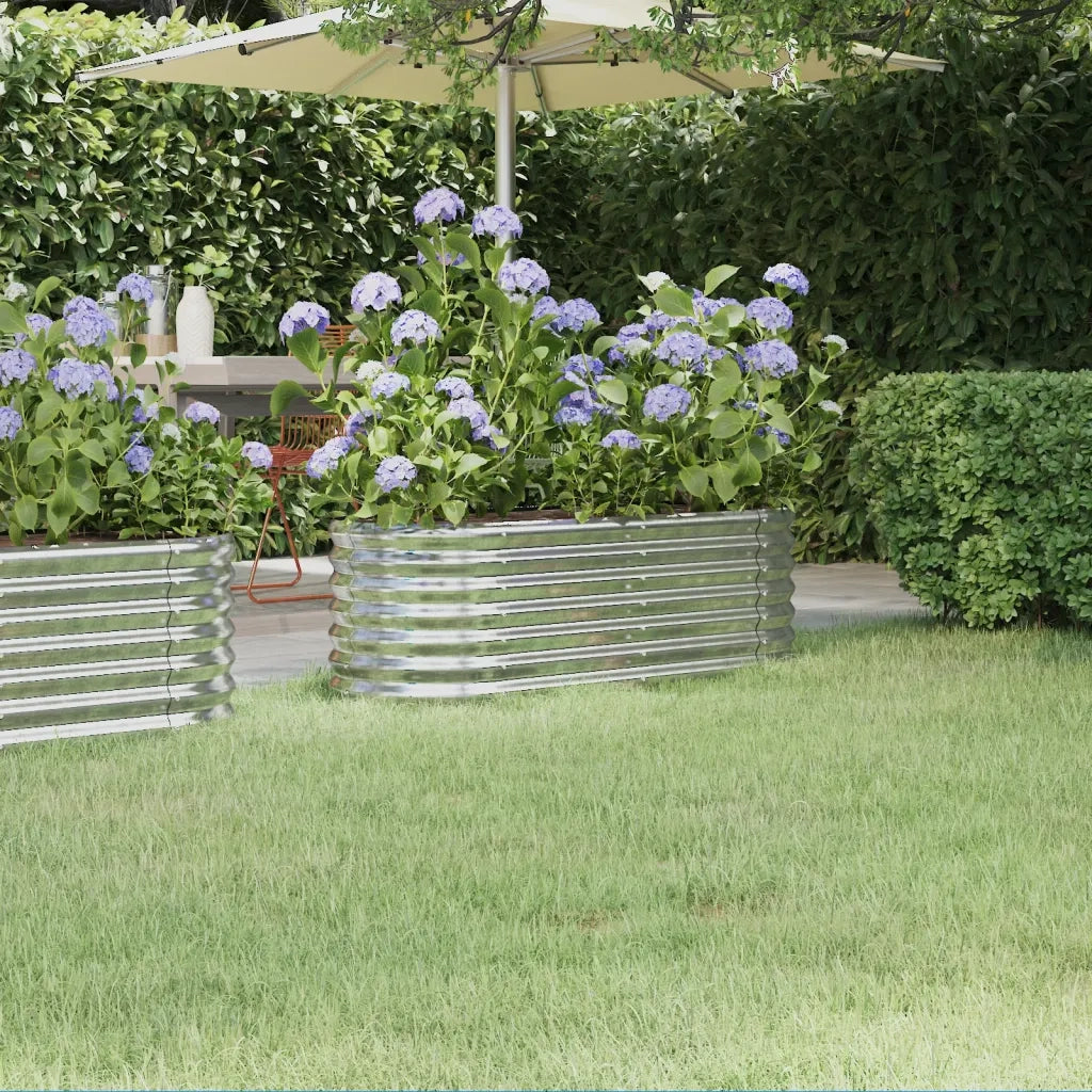 Fioriere | Cassetta per fiori | Letto Giardino Acciaio Zincato 114x40x36cm Argento