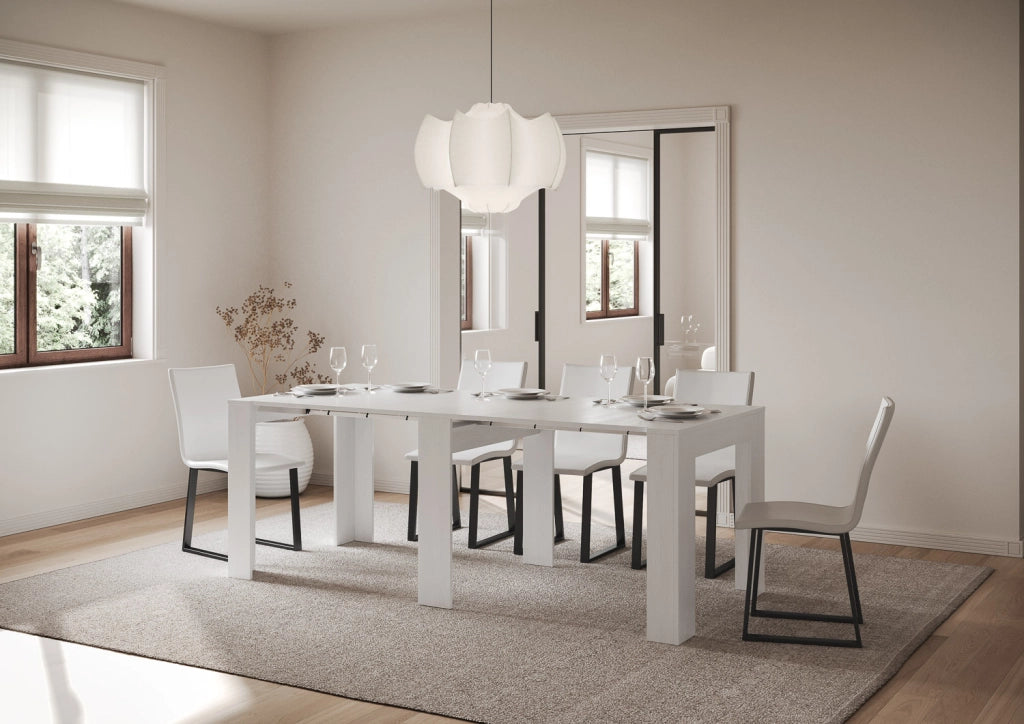 Consolle allungabile 90x25/211 cm Kivra Bianco Frassino