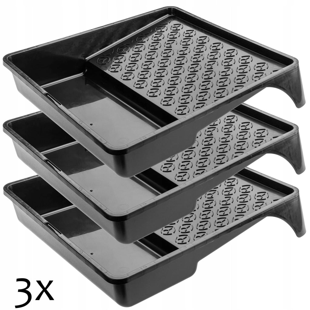 Vassoio per pittura grande KADAX 320x350 mm per set di rulli da pittura, nero, 3 pezzi