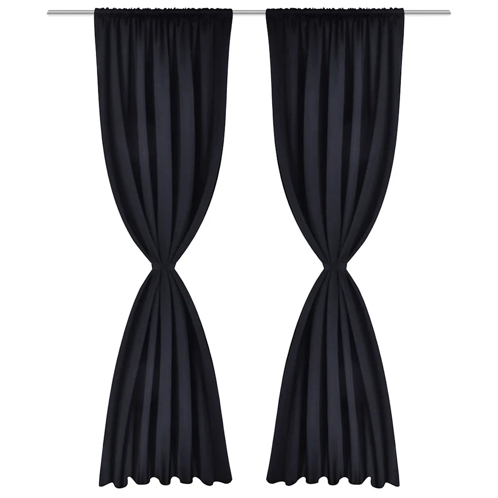 Tende Oscuranti Nere 2 pz con Orlo Ribattuto 135 x 245 cm 130370