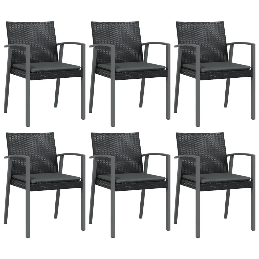 Set Pranzo da Giardino 7 pz con Cuscini in Polyrattan e Acciaio