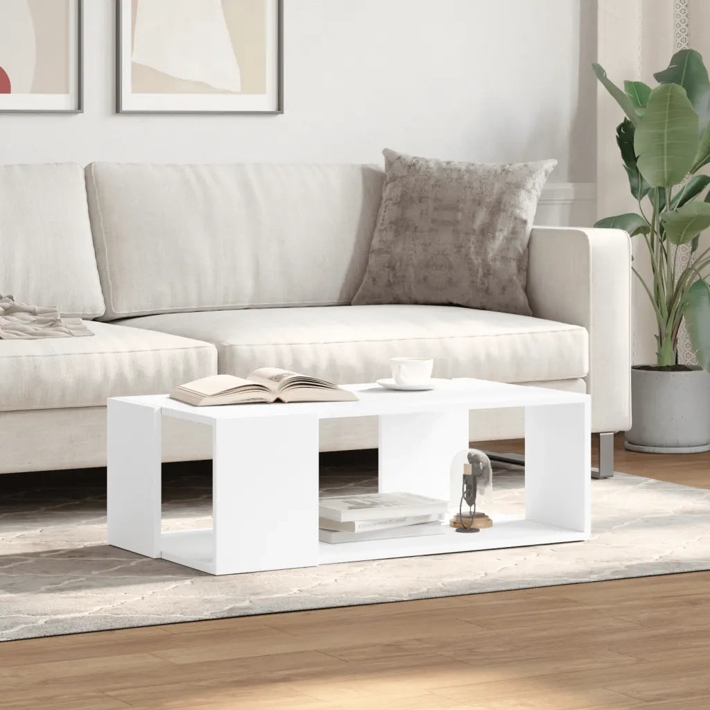 Tavolino da Salotto-Tavolino da soggiorno-Tavolo Bianco 89,5x48x30 cm in Legno Multistrato