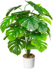 Pianta artificiale di 70 cm, albero di Monstera con 24 foglie, pianta artificiale realistica per ufficio e decorazione di matrimoni, grandi piante verdi per interni ed esterni, senza manutenzione