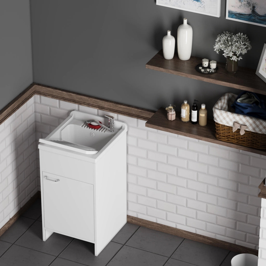Mobile LAVATOIO in PVC in KIT di montaggio - 45X50 per Interni/Esterni - CR - Col: BIANCO