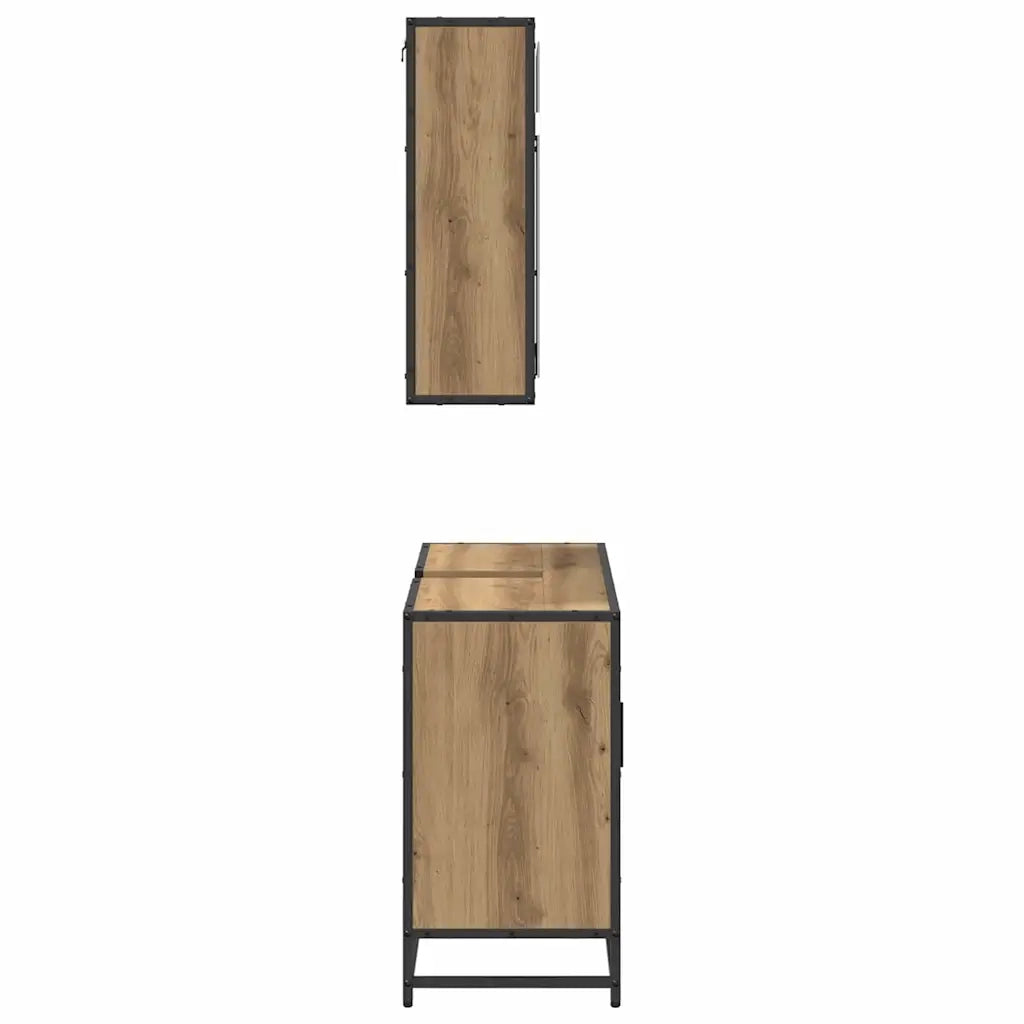 Set di mobili per il bagno con porta 2 pcs Rovere artigianale 3402460