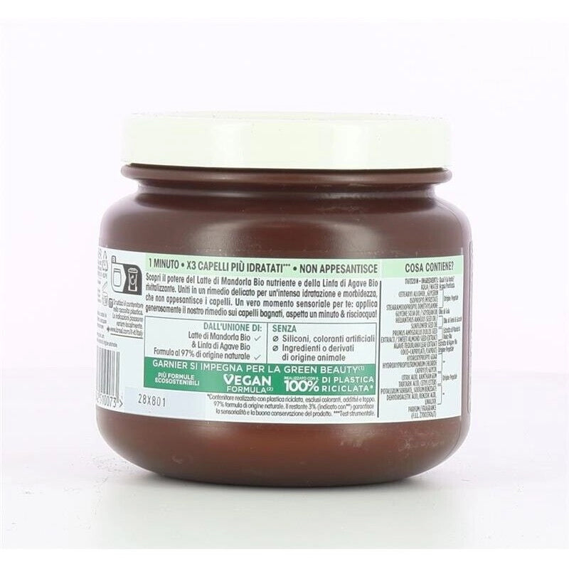 GARNIER ULTRA DOLCE MASCHERA IDRATANTE PER CAPELLI DISIDRATATI  LATTE DI MANDORLA E LINFA DI AGAVE BIO 340 ML