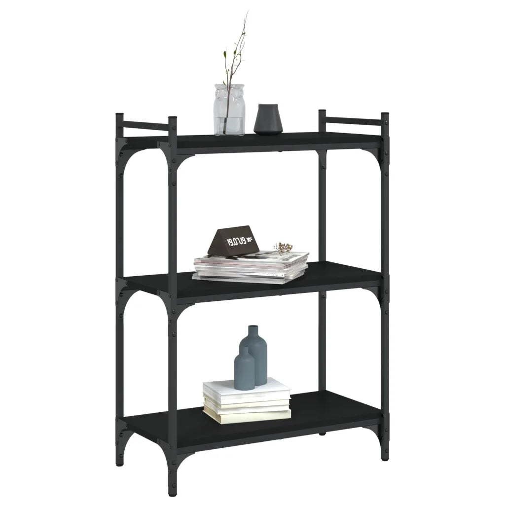 Libreria a 3 Ripiani-Scaffale per Libri-Mobile di Stoccaggio Nera 60x30x86 cm in Legno Multistrato