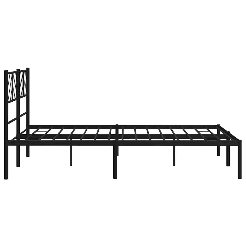 Letto matrimoniale | Letto per adulti | Giroletto con Testiera in Metallo Nero 150x200 cm