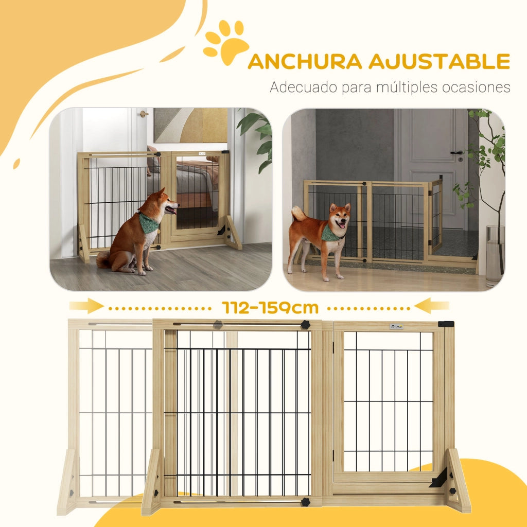 Recinto per Cani Esterno 2 Pannelli Pieghevole ¨C Zephmum ¨C 112-159x44x70 cm Legno Naturale