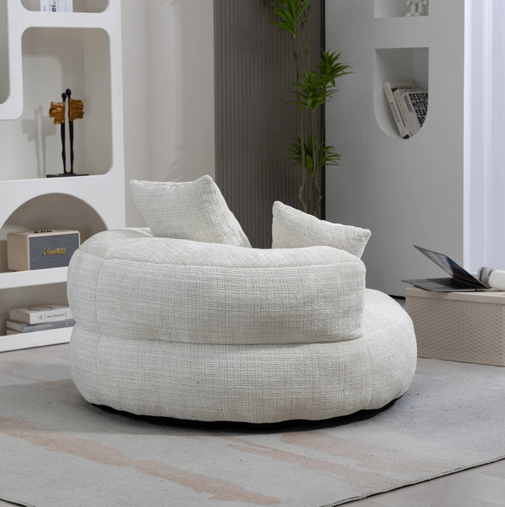 Poltrona sacco in ciniglia beige 108x108x52 cm