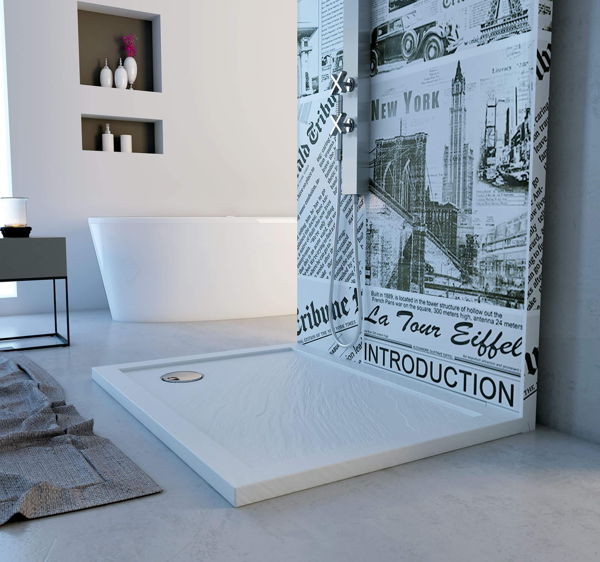 Piatto Doccia 70x100 cm in Acrilico Fosterberg Floret 2 Bianco