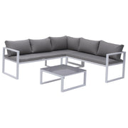 Set di mobili da giardino modulari IBIZA in tessuto grigio 4 posti - alluminio bianco