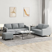 Set di Divani 3 pz con Cuscini Grigio Chiaro in Tessuto