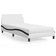 Letto con Materasso Bianco e Nero 100x200 cm in Similpelle
