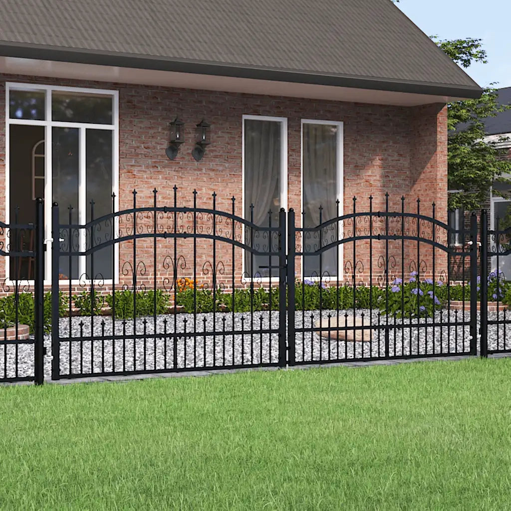 Cancello per recinzione Kampen con punta a lancia Nero 302x100 cm in acciaio 151095