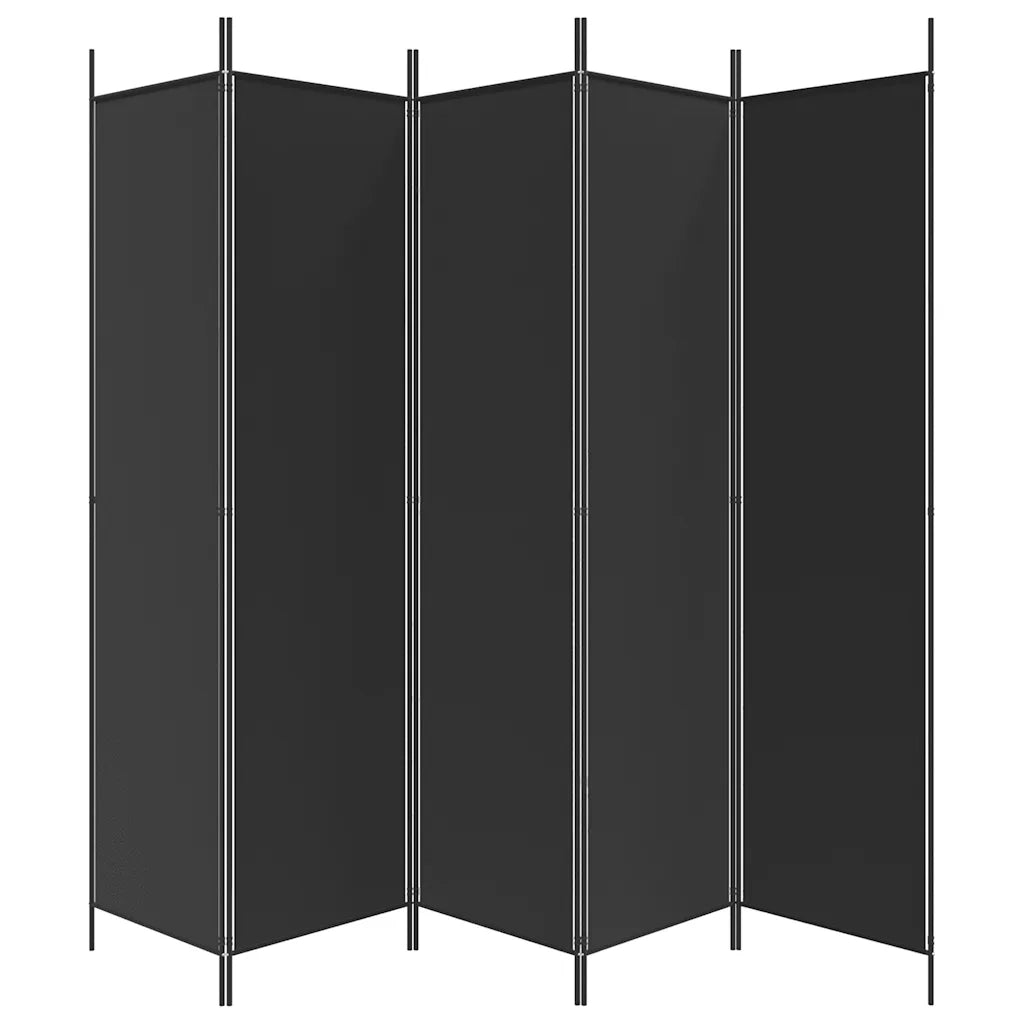 Divisorio 5 Pannelli Nero 250x200 cm Tessuto 350189