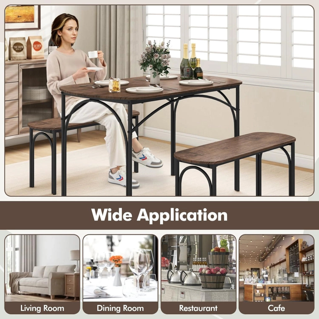 Tavolo da pranzo con 2 panche, tavolo da cucina, set da 3 pezzi, tavolo da pranzo, 70 x 120 x 76 cm, 2 panche da 30 x 90 x 45 cm, sala da pranzo salvaspazio per 4 persone, sala da pranzo