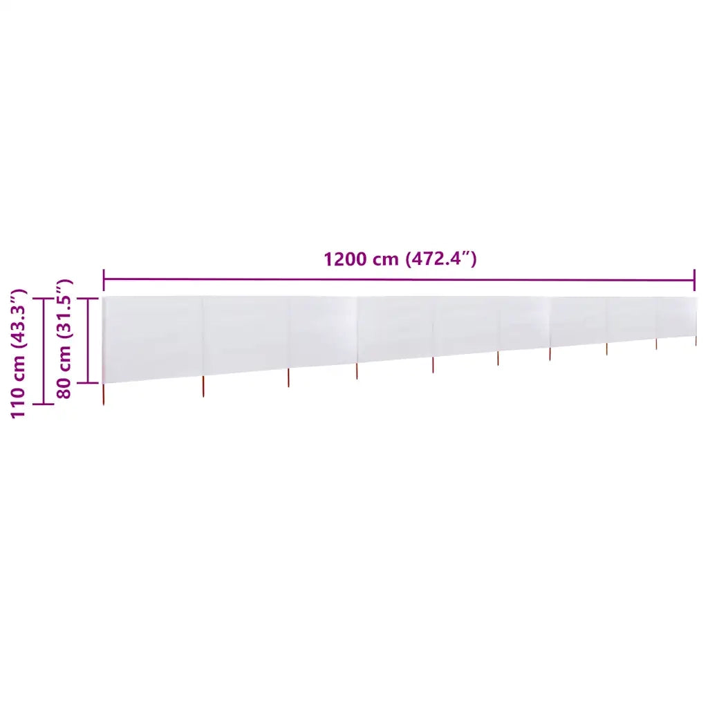 Paravento a 9 Pannelli in Tessuto 1200x80 cm Bianco Sabbia CFW7101753