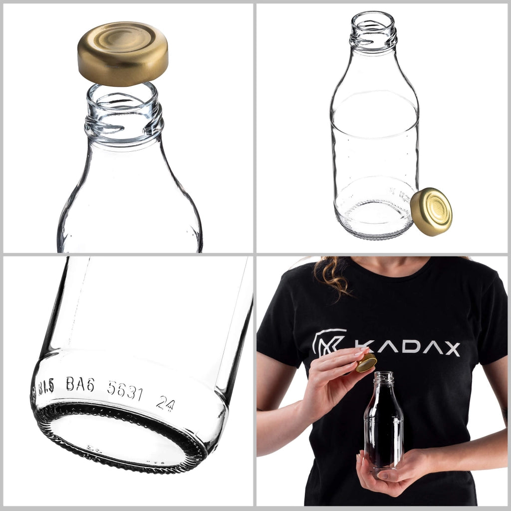 Bottiglia in vetro KADAX da 330 ml, bottiglie per vino, liquori, distillati clandestini, tappi Kubuś (10 pezzi).