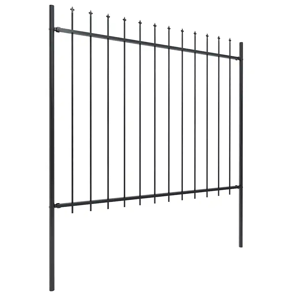Recinzione da Giardino con Punta a Lancia in Acciaio 504x150 cm Nero 277631