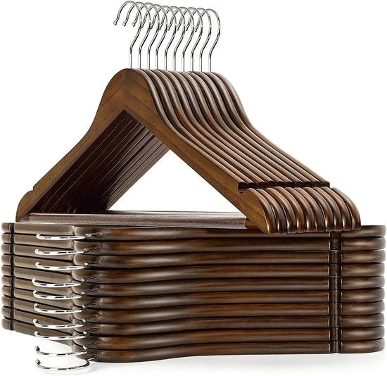 Hanger per abito in legno antico - 30 pezzi, spazievitore, design retrò, con barra di sostegno antiscivolo