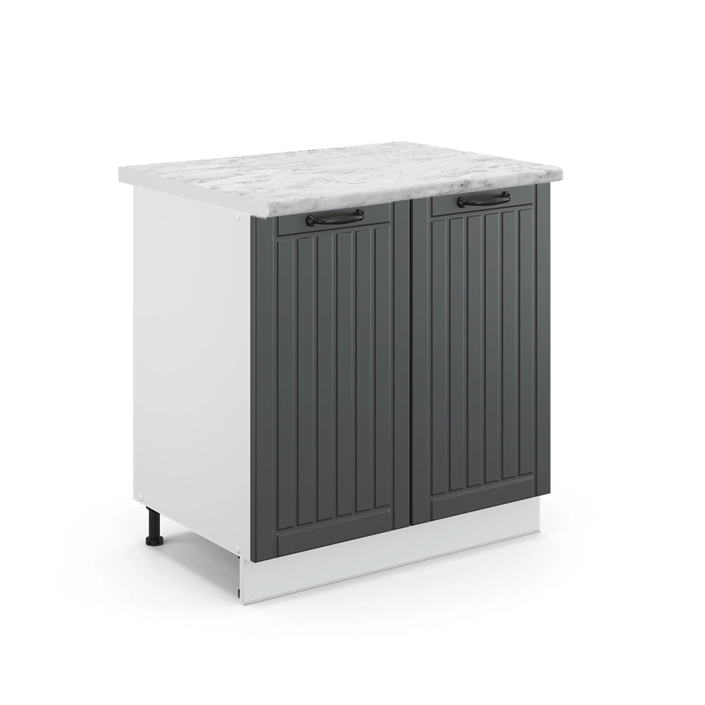Mobile lavello cucina Fame-Line Antracite rustico/Bianco 80 cm con ripiano, PL Marmo Vicco