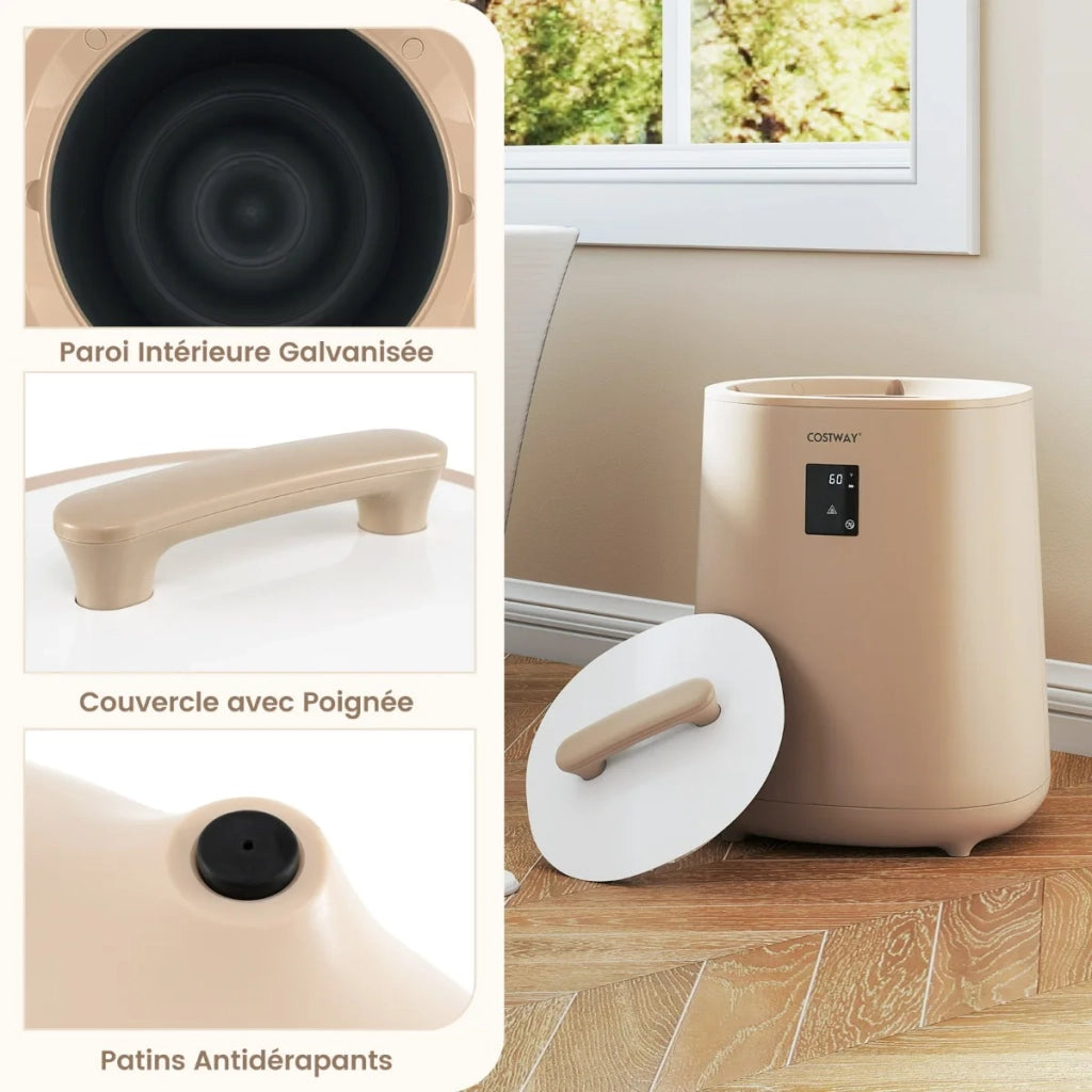 Scaldasalviette e scaldacoperte a secchiello 18L, scalda asciugamani portatile marrone con display LED e autospegnimento per bagno e casa