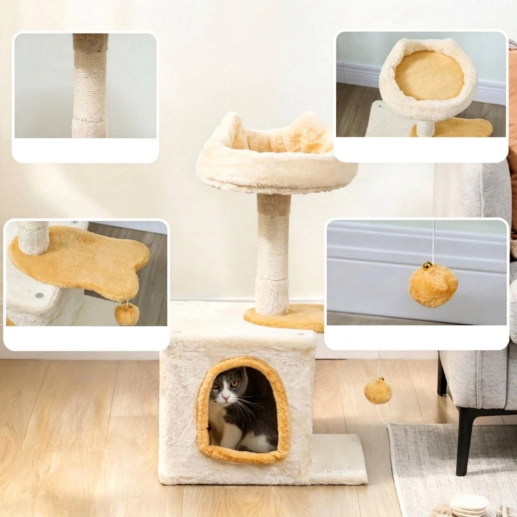 Albero per gatti con piattaforma a forma di pesce e tiragraffi in sisal; 72 cm