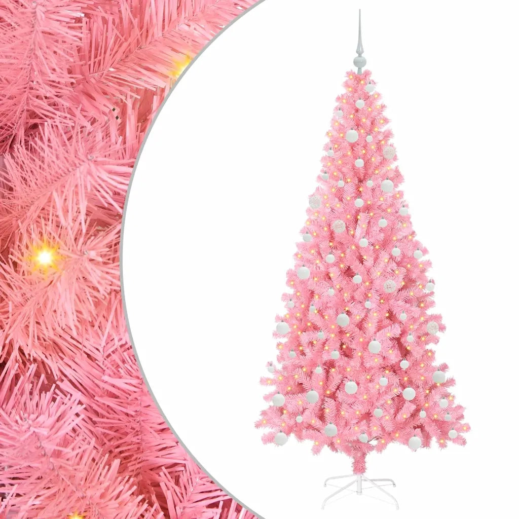 Albero di Natale con 300 LED con supporto-Luci decorative natalizie Rosa 180 cm PVC 535887