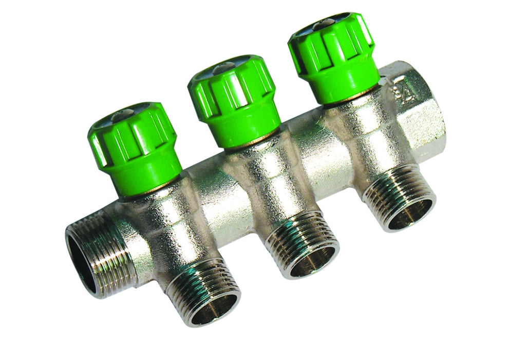 COLLETTORE LINEARE CON RUBINETTI D'ARRESTO 3 DERIVAZIONI IMPEX- 3/4 x 1/2- DH- pezzi 1