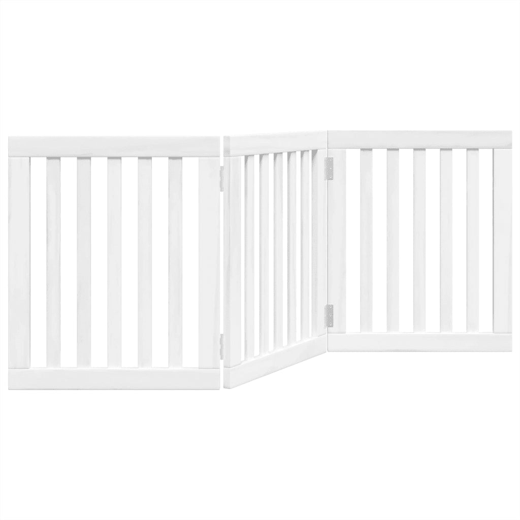 Cancello per Cani Pieghevole 3 Pannelli Bianco 150 cm Pioppo CFW5542464