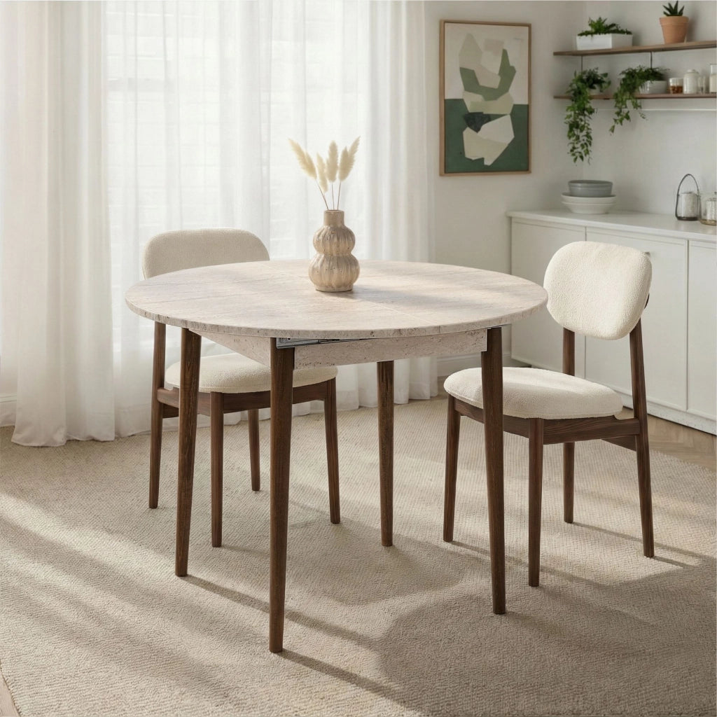 Tavolo da pranzo allungabile in legno "Viona" 100 x 100 x 75 cm - Travertino