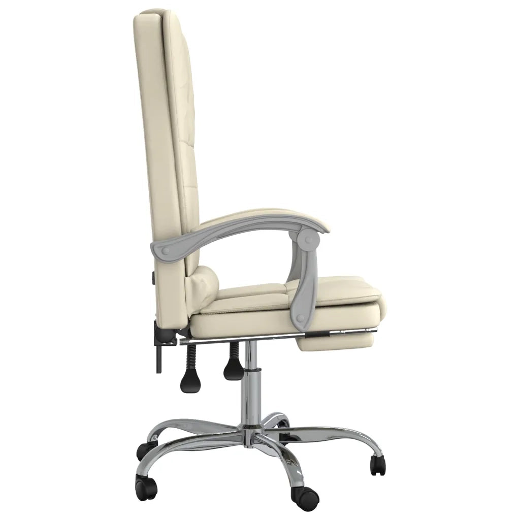 Poltrona da Ufficio Massaggiante Reclinabile Crema Similpelle cod mxl 12183