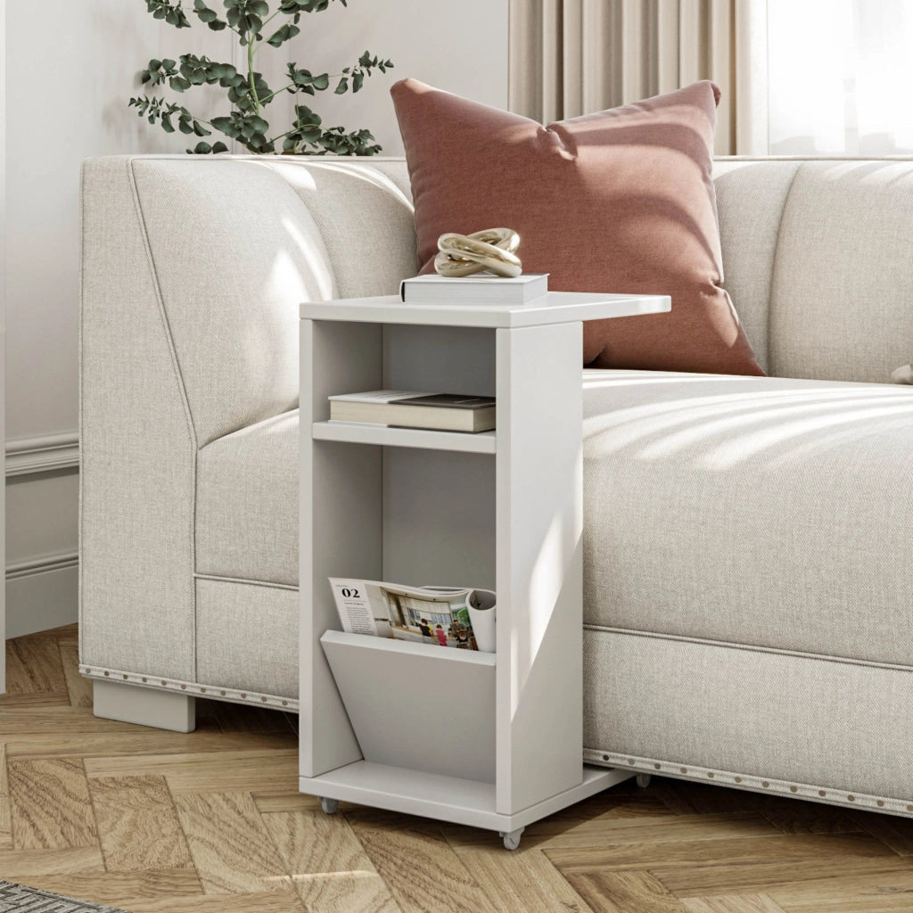 Tavolino laterale in legno "Filinta" - 30 x 40 x 63 cm - Bianco