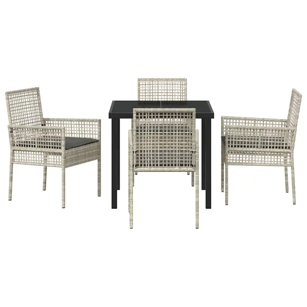 Set da Pranzo per Giardino 5 pcs Grigio chiaro polyrattan
