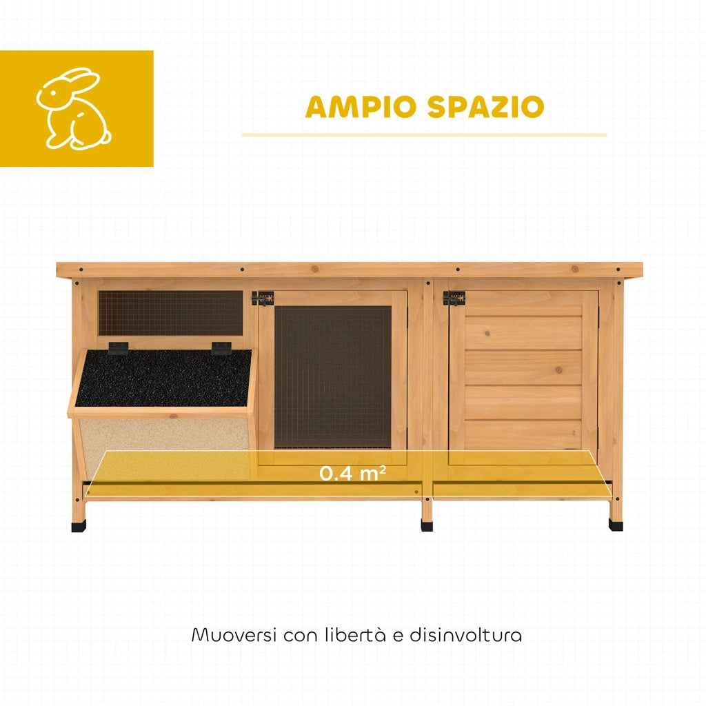 Casetta per Conigli in Legno da Esterno con Tetto ¨C zephmum ¨C 112x50x54 cm Giallo