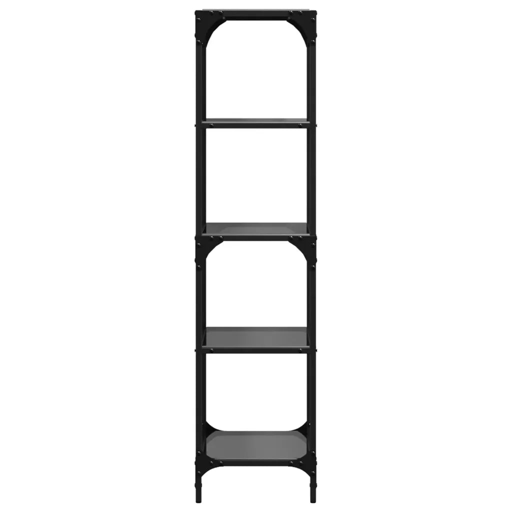 vidaXL Scaffale con Piano in Vetro Nero 40x30x123cm in Acciaio