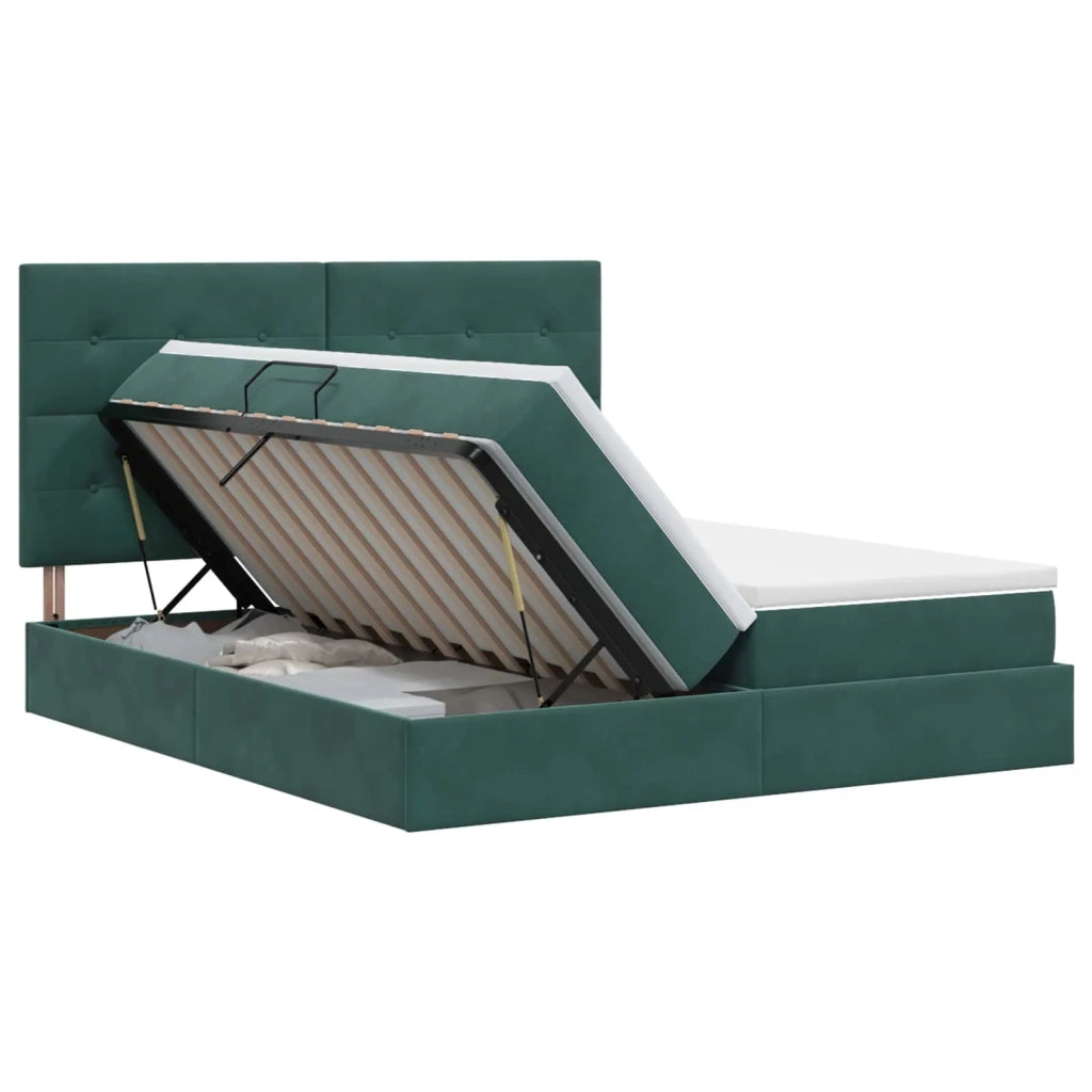 Letto con Contenitore Verde Scuro 200 x 200 cm Velluto 3459834