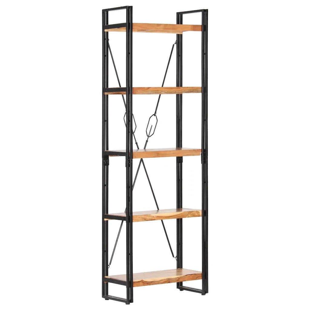 Libreria a 5 Ripiani-Scaffale per Libri-Mobile di Stoccaggio 60x30x180 cm in Legno Massello di Acacia