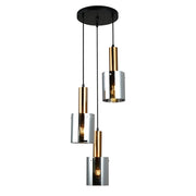 Lampadario Italux Sardo moderno ottone vetro nero 3xE27
