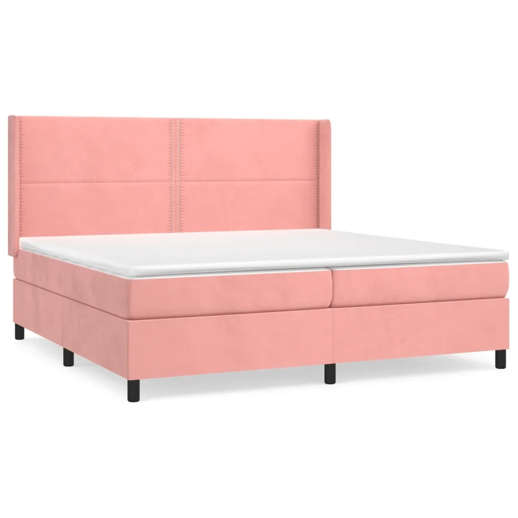 Giroletto a Molle con Materasso Rosa 200x200 cm in Velluto 3132644