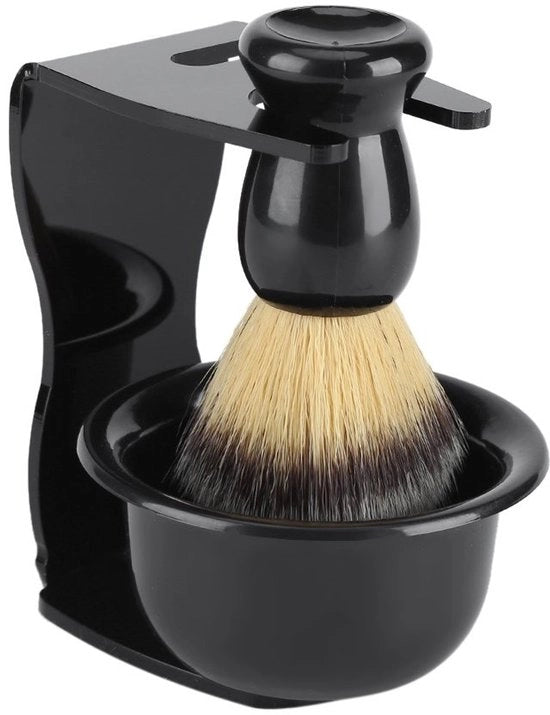Set di Spazzola da Barba 3 Pezzi - Spazzola da Barba - Stazione da Barba - Supporti - Struttura da Parete Pratica - Per Esperienza di Rasatura Eccezionale - Kit da Rasatura