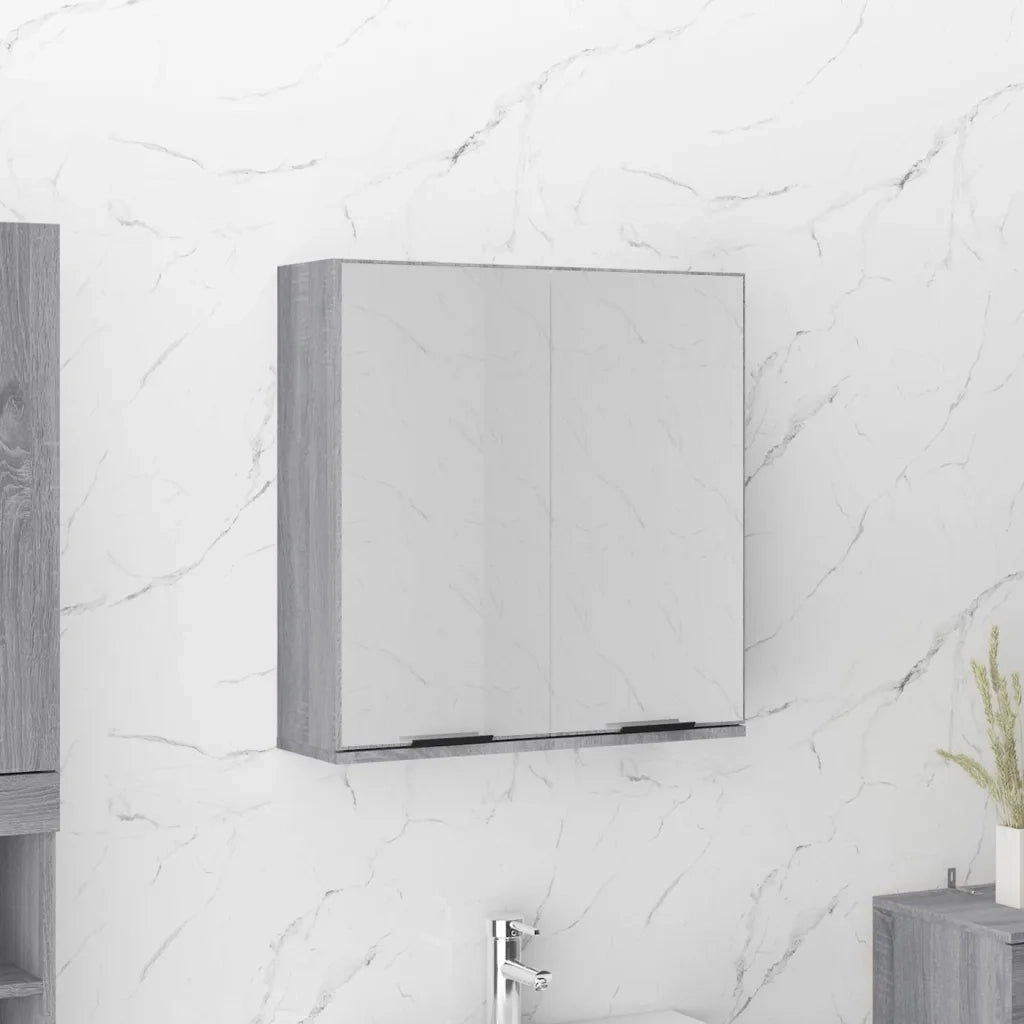 Armadietto a Specchio da Bagno | Armadio da bagno Grigio Sonoma 64x20x67 cm