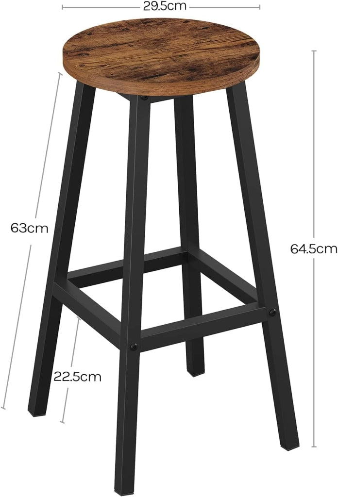 Sgabello da Bar Set di 4, Sgabello da Cucina con Poggiapiedi, Sgabello Alto in Stile Moderno/Industriale per Bar, Caffè, Isola della Cucina, Marrone vintage, K0010BH-4