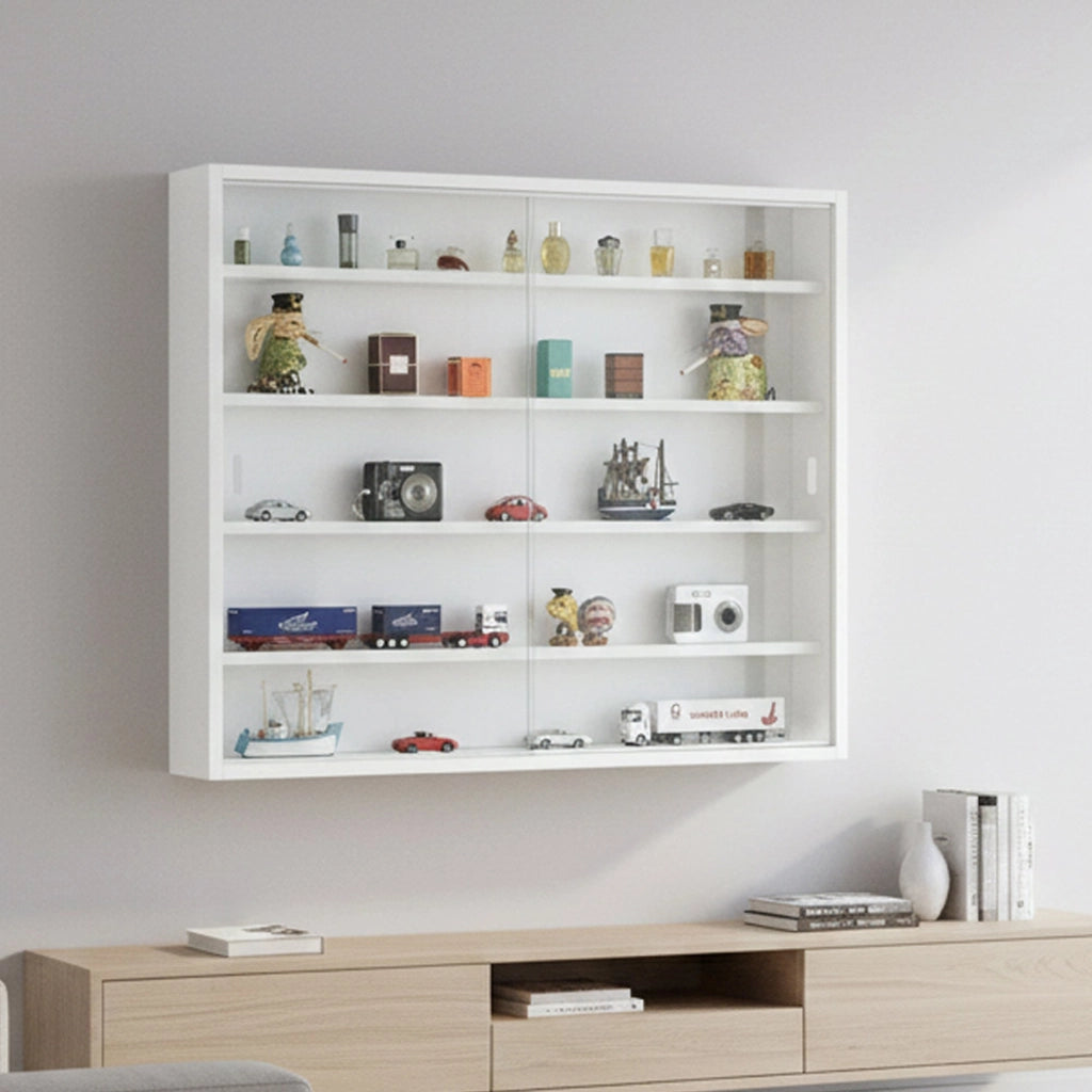 Mobile Espositore Oulx, Vetrina 4 Ripiani, 60x80x10h cm Bianco