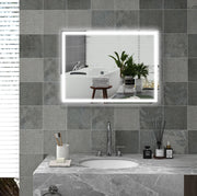 Specchio da Bagno LED 80x60 cm con Funzione Memory e Antinebbia, Cornice in Alluminio Resistente all’Acqua